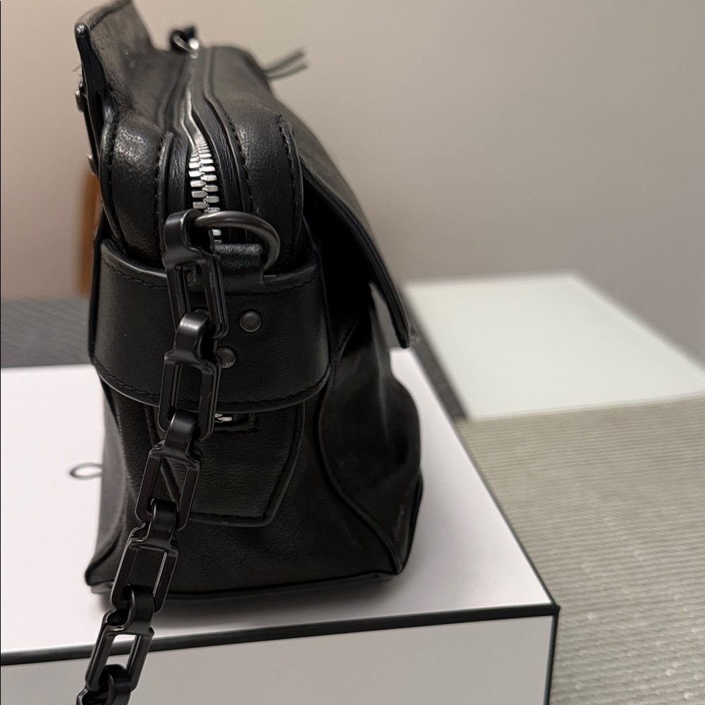 rag & bone Black Leather Crossbody Bag with Chain Strap - Picture 5 of 11